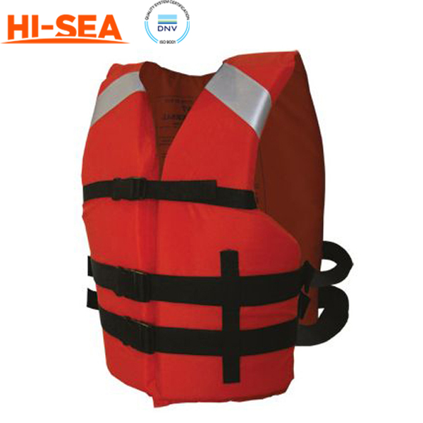 Marine life jacket with reflective tape